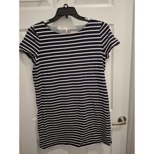 3/$15 LOFT XL Navy White Striped Nautical Round Neck Cap‎ Sleeve T-Shirt Dress